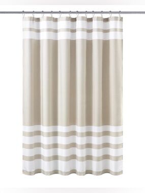 Sonoma Goods For Life Spa Shower Curtain-Beige and White Striped,70x72